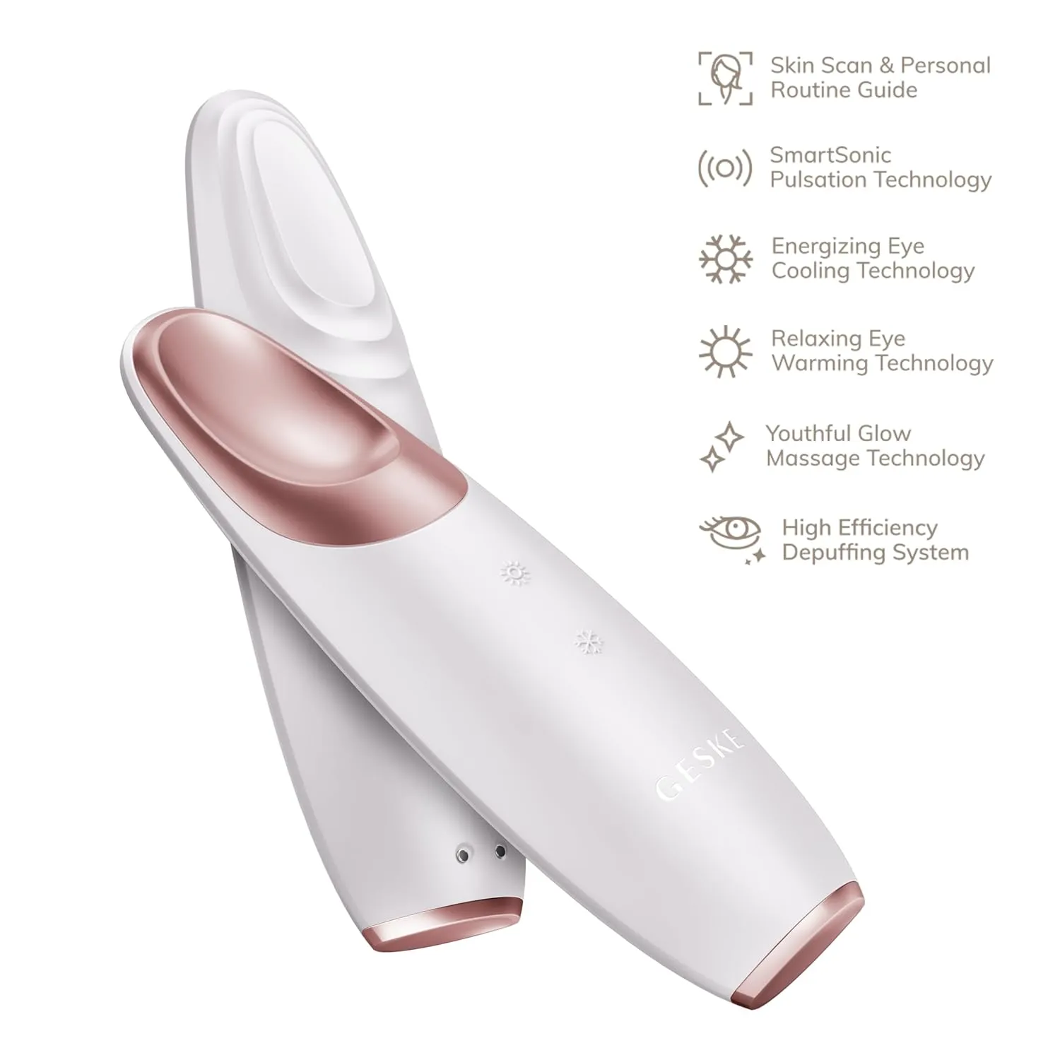 SmartAppGuided Warm & Cool Eye Massager | 6 in 1 | Combat Dark Circles & Under-Eye Bags | Refresh Droopy Eyelids | Anti-Stress & Relaxation | Sonic Massaging