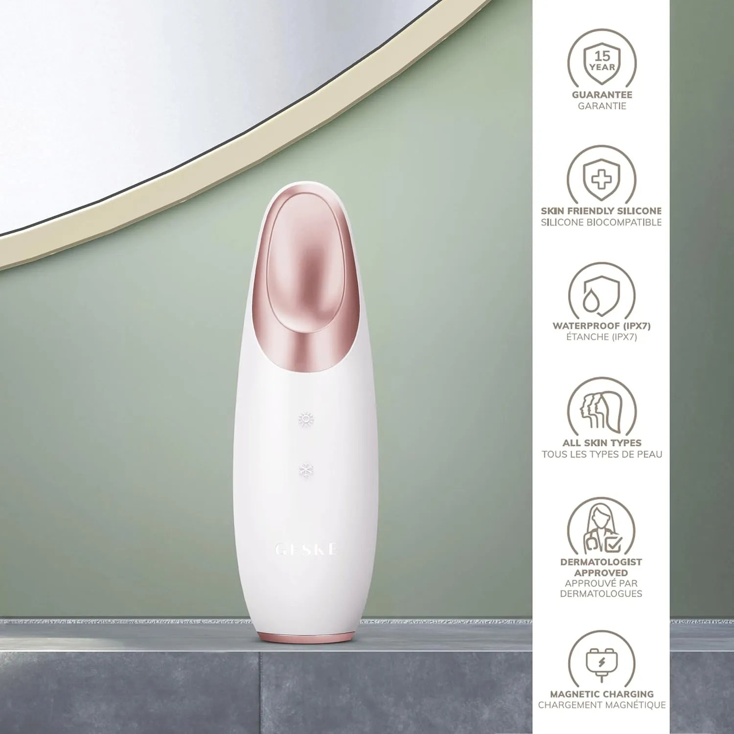 SmartAppGuided Warm & Cool Eye Massager | 6 in 1 | Combat Dark Circles & Under-Eye Bags | Refresh Droopy Eyelids | Anti-Stress & Relaxation | Sonic Massaging