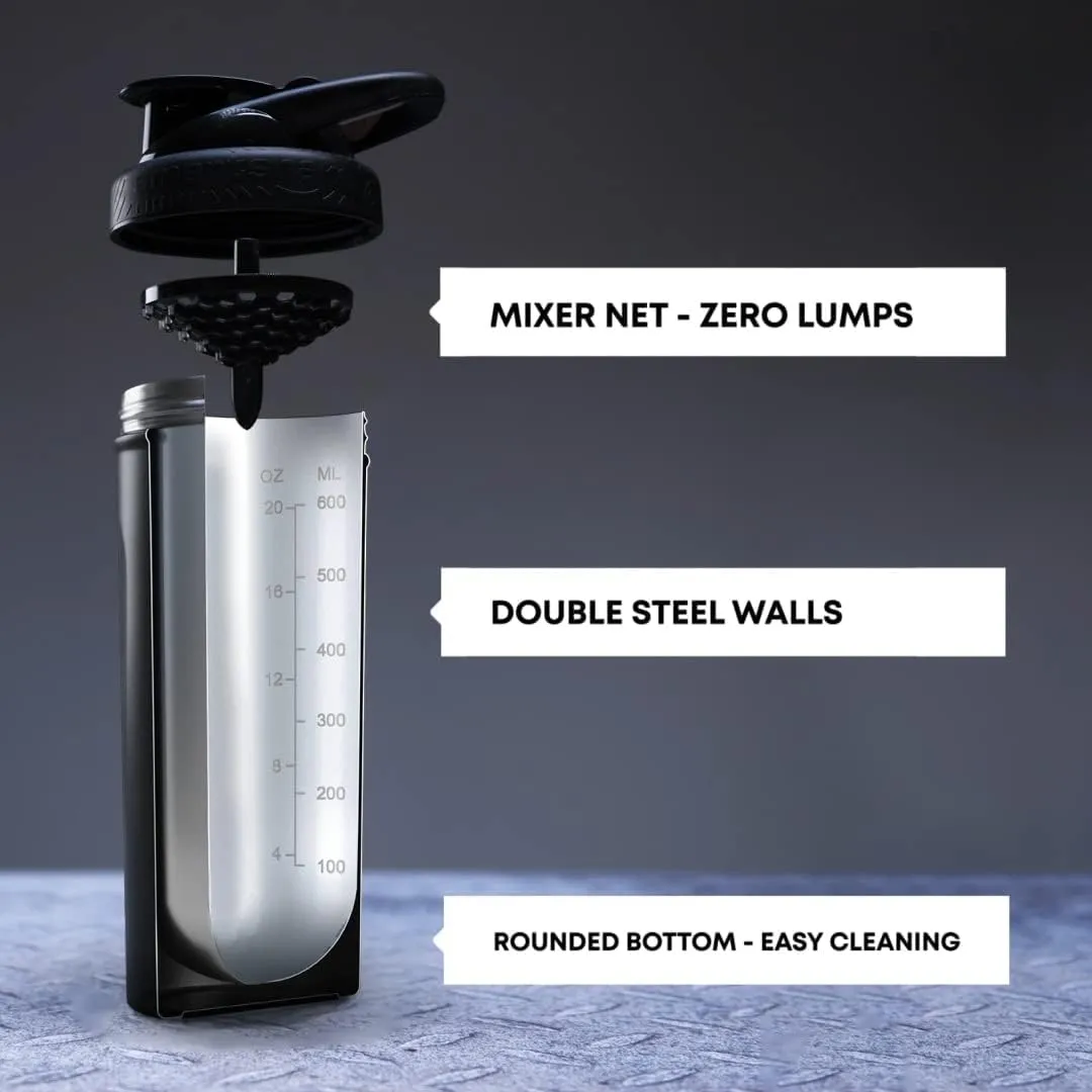 Smartshake Insulated Stainless Steel Blender Shaker Cup for Protein Mixes, Shakes and Pre Workout – 750ml 25oz Double-Walled Vacuum Insulated Water Bottle for Hot & Cold Drinks – BPA-Free (Faded Blue)