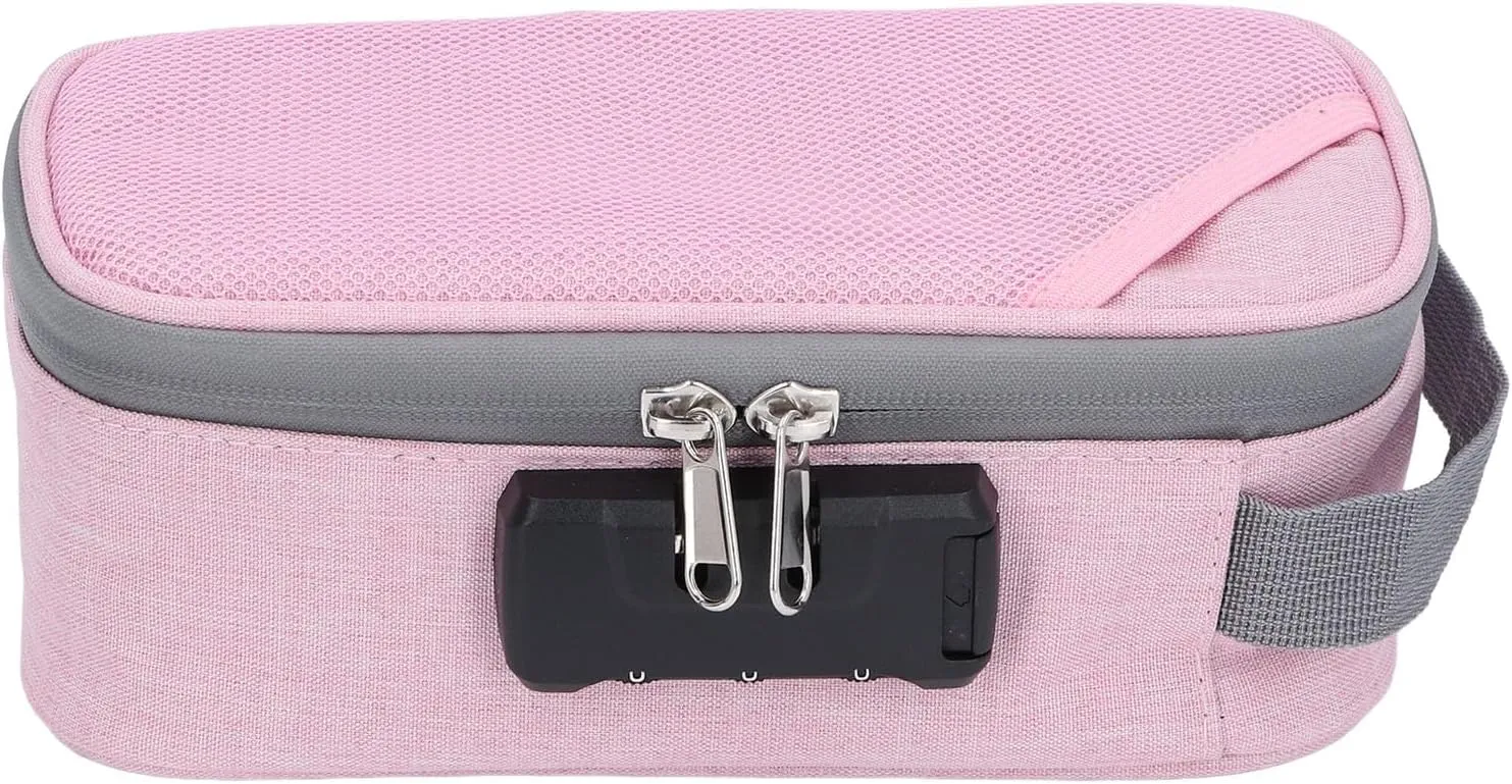 Smell Proof Bag, Odor Proof Pouch Organizer With Activated Carbon Adsorption Effect and Lock - Travel Storage Container (Pink)