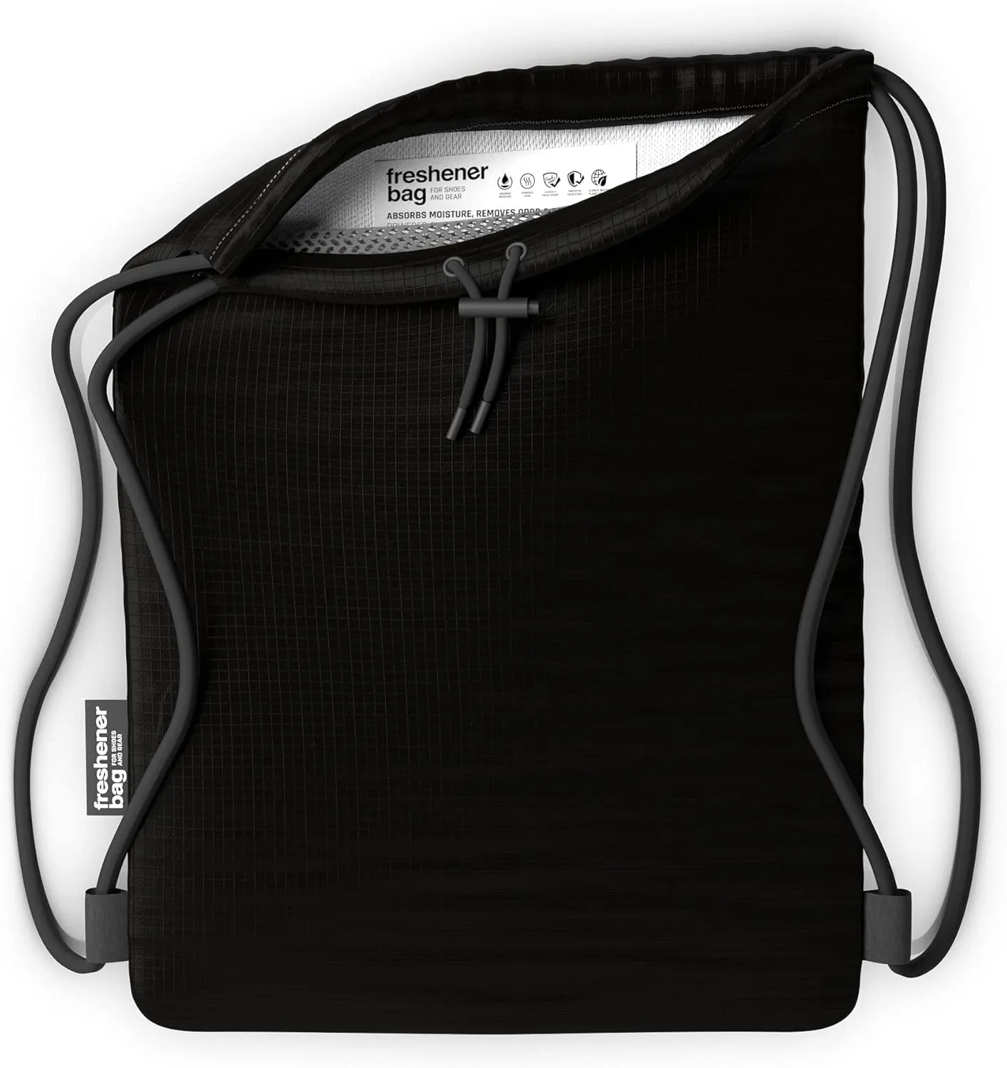 SmellWell Freshener Bag XL - Black - The Ultimate Shoebag With Built In Activated Bamboo Charcoal Inserts for Odor Eliminating and Moisture Absorbing - Keep shoes and gear fresh longer