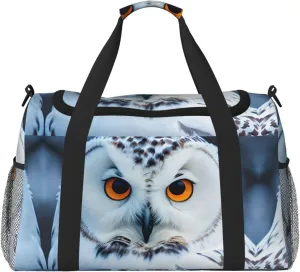 Snowy Owl Eyes print Weekender Overnight Carry On Bag Gym Luggage Bag Duffel Bag for Travel Women