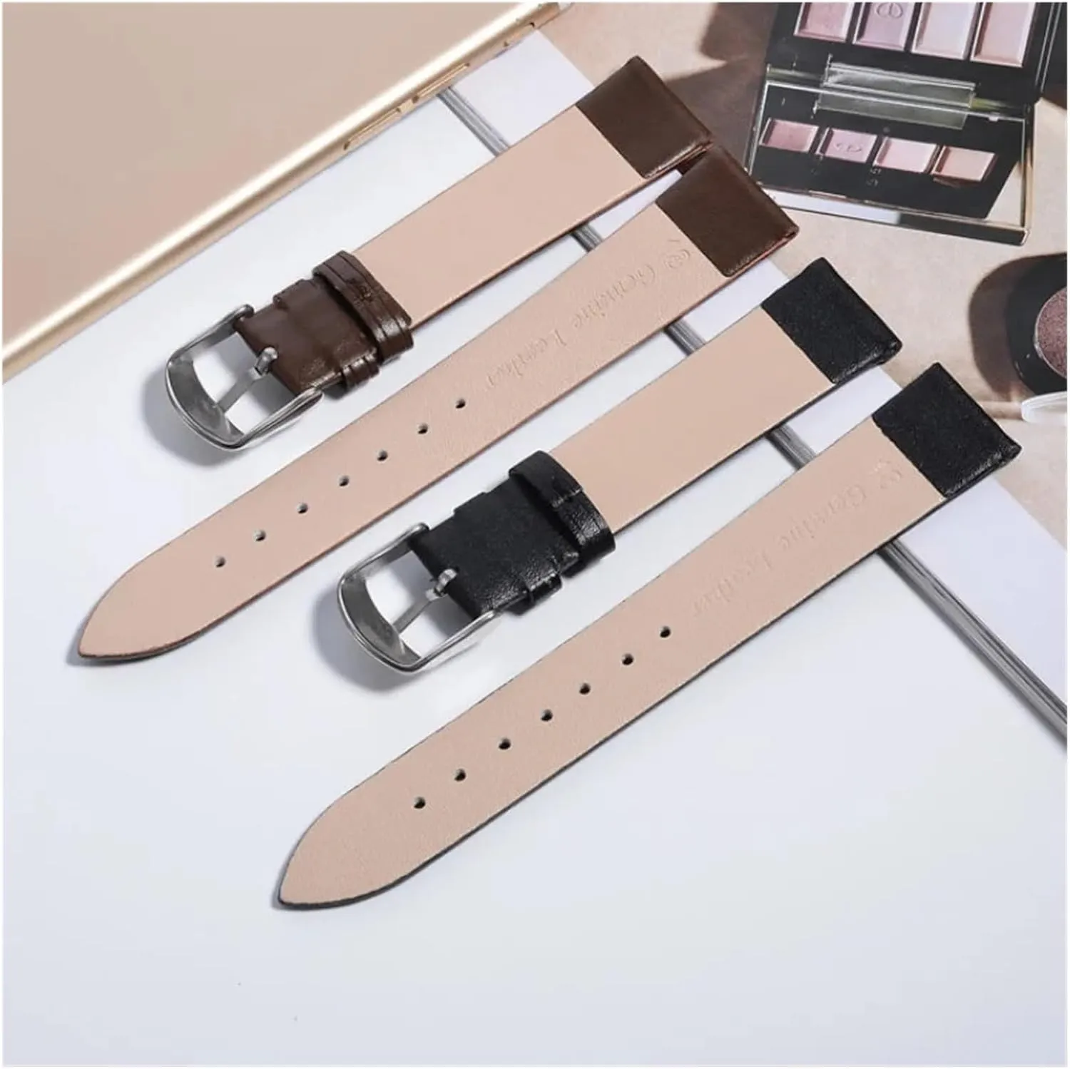 Soft Genuine Leather Watch Band Unisex Sweat-Proof Watch Strap Quick Release 12mm 14mm 16mm 18mm 20mm 22mm
