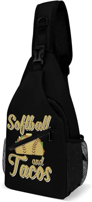 Softball and Tacos Fashion Sling Bag Shoulder Chest Crossbody Bags for Women Men Backpack Daypack Travel Hiking