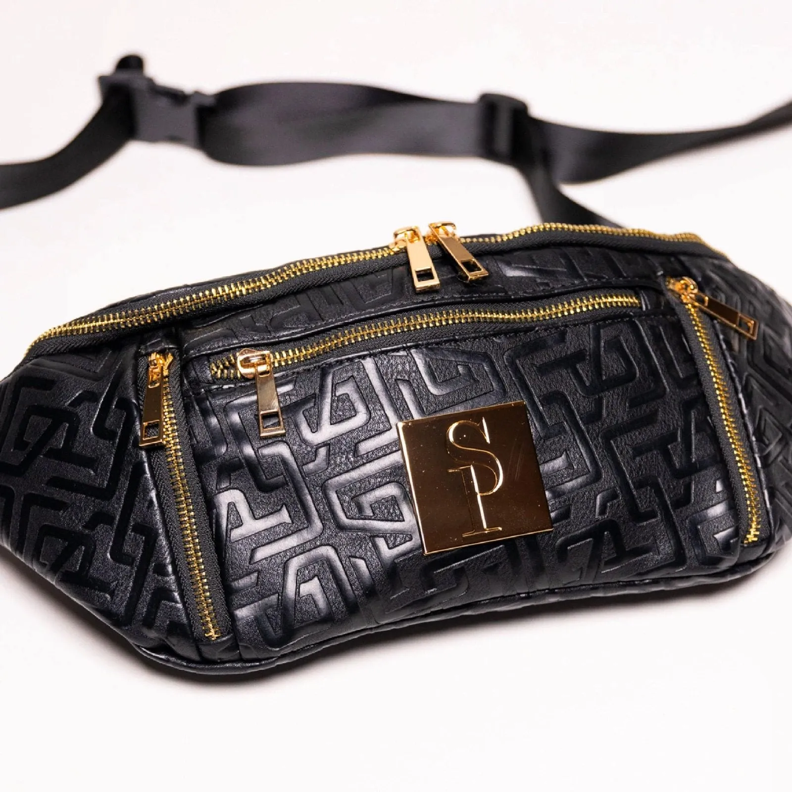 Sole Premise Black Monogram Leather Crossbody Bag
