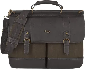Solo New York Briefcase - Laptop Carrying Bag for Women & Men, Brief for Travel & Work, Internal Tablet Pocket, Adjustable Shoulder Strap, Fits 15.6" Computer - Thompson, Brown