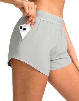 Soothfeel Women's Running Athletic Shorts with Zipper Pocket 3" Quick Dry Gym Workout Shorts for Women with Liner