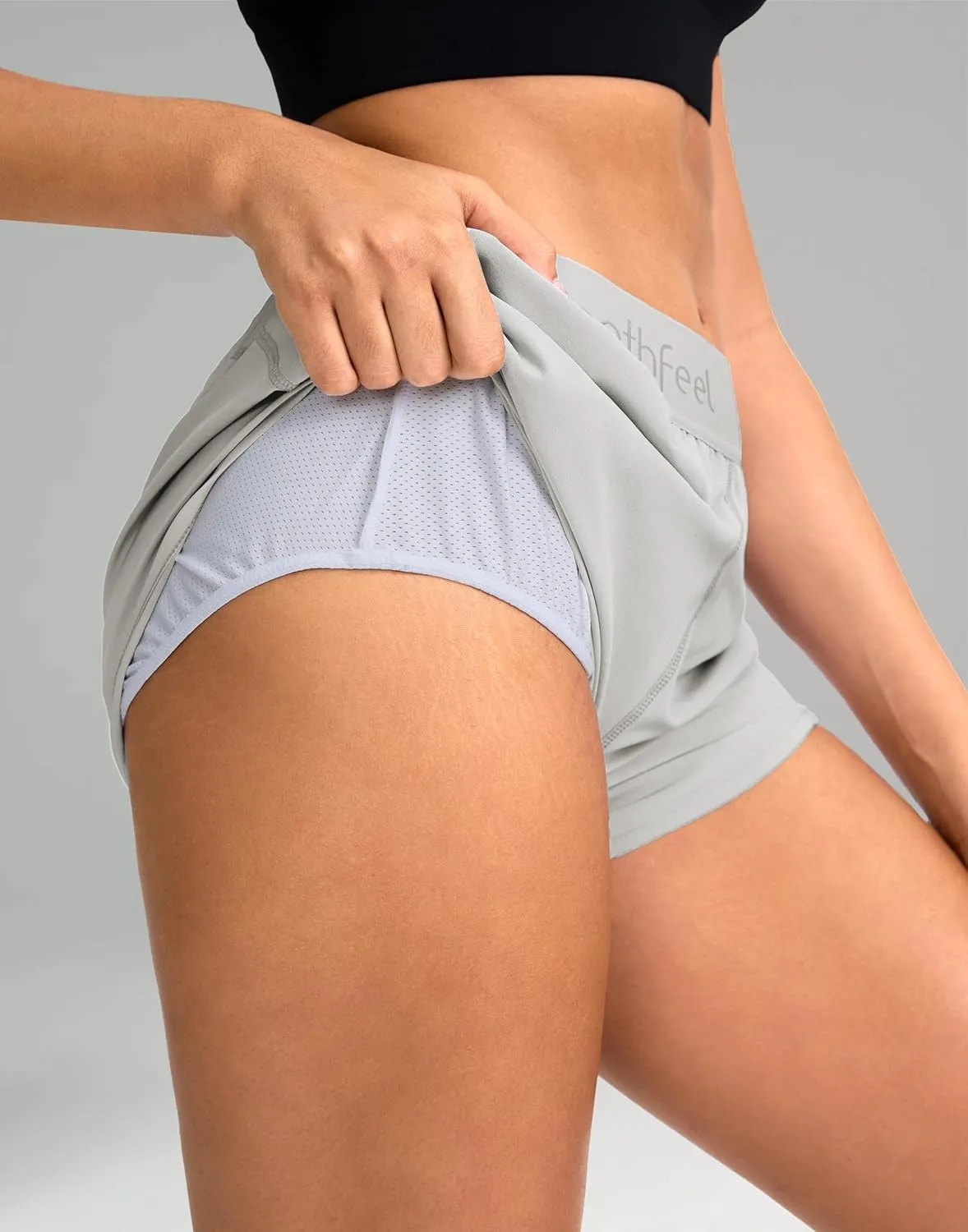 Soothfeel Women's Running Athletic Shorts with Zipper Pocket 3" Quick Dry Gym Workout Shorts for Women with Liner
