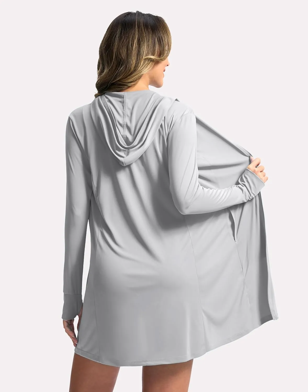 Soothfeel Women's UPF 50  Swim Cover Up Sun Protection Hoodie SPF Lightweight Jacket Long Sleeve Beach Cover Ups for Women