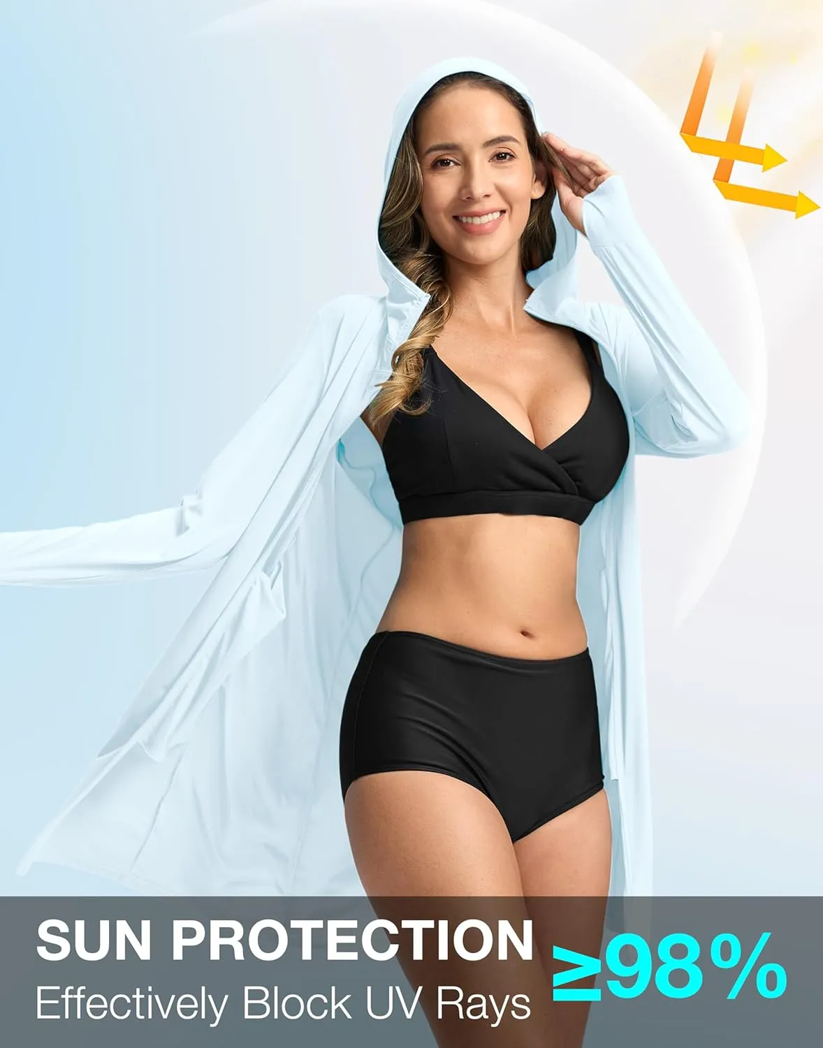 Soothfeel Women's UPF 50  Swim Cover Up Sun Protection Hoodie SPF Lightweight Jacket Long Sleeve Beach Cover Ups for Women
