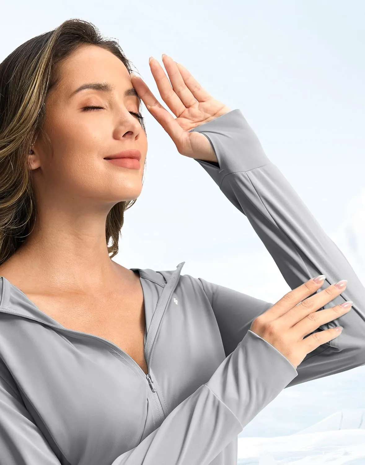 Soothfeel Women's UPF 50  Swim Cover Up Sun Protection Hoodie SPF Lightweight Jacket Long Sleeve Beach Cover Ups for Women