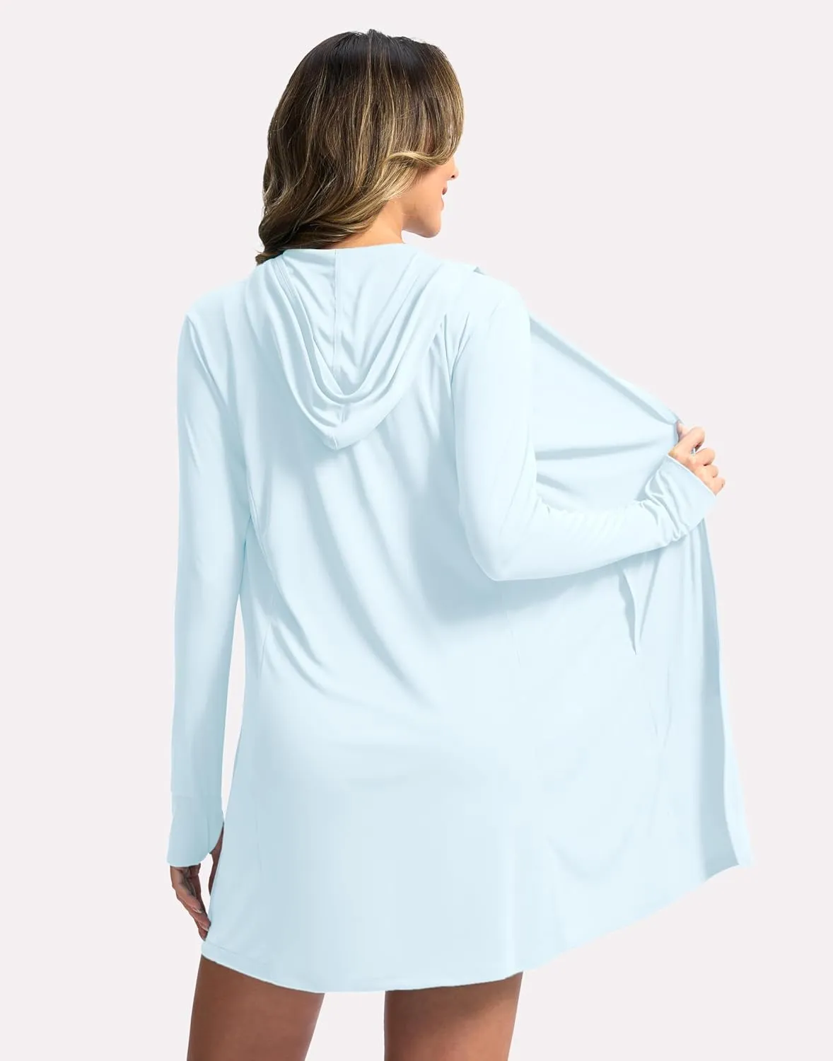 Soothfeel Women's UPF 50  Swim Cover Up Sun Protection Hoodie SPF Lightweight Jacket Long Sleeve Beach Cover Ups for Women