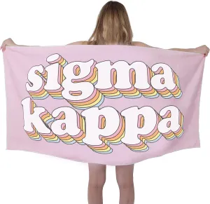Sorority Shop SK Beach Towel - Sigma Kappa Retro Sorority Towel for Beach, Bath and Pool - Trendy, Multipurpose, Extra Large, Lightweight, Cotton Towel for Gifts