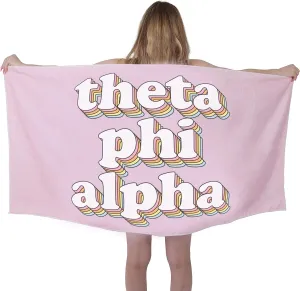 Sorority Shop TPA Beach Towel - Theta Phi Alpha Retro Sorority Towel for Beach, Bath and Pool - Trendy, Multipurpose, Extra Large, Lightweight, Cotton Towel for Gifts