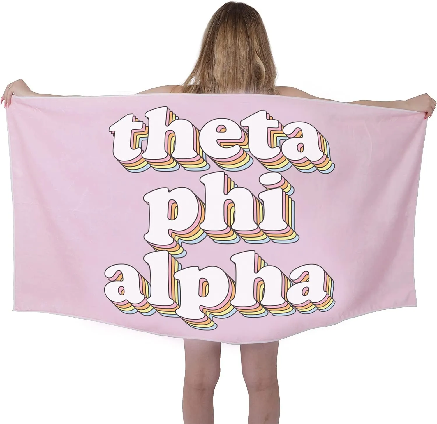 Sorority Shop TPA Beach Towel - Theta Phi Alpha Retro Sorority Towel for Beach, Bath and Pool - Trendy, Multipurpose, Extra Large, Lightweight, Cotton Towel for Gifts