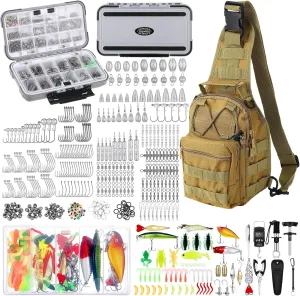 Sosation 482 Pcs Fishing Gear Equipment Kit, Backpack and Tackle Box with Tackle Included, Lures, Hooks, Sinkers Tools Accessories Kit Fishing Gifts for Men