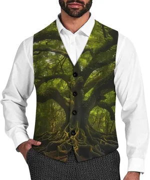 South Carolina Angel Oak Tree Men's Suit Vest Slim Fit Business Dress Party Pattern Waistcoat Vest Top