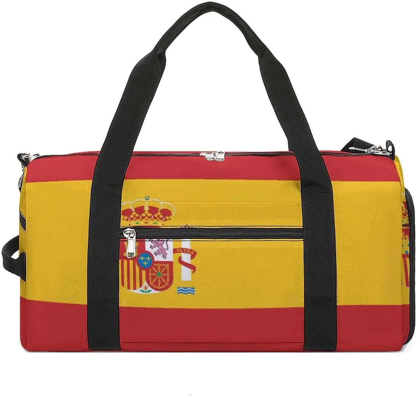 Spain Flag Print Sports Tote Gym Bag for Women Men, Overnight Bag with Shoe Compartment Water Resistant