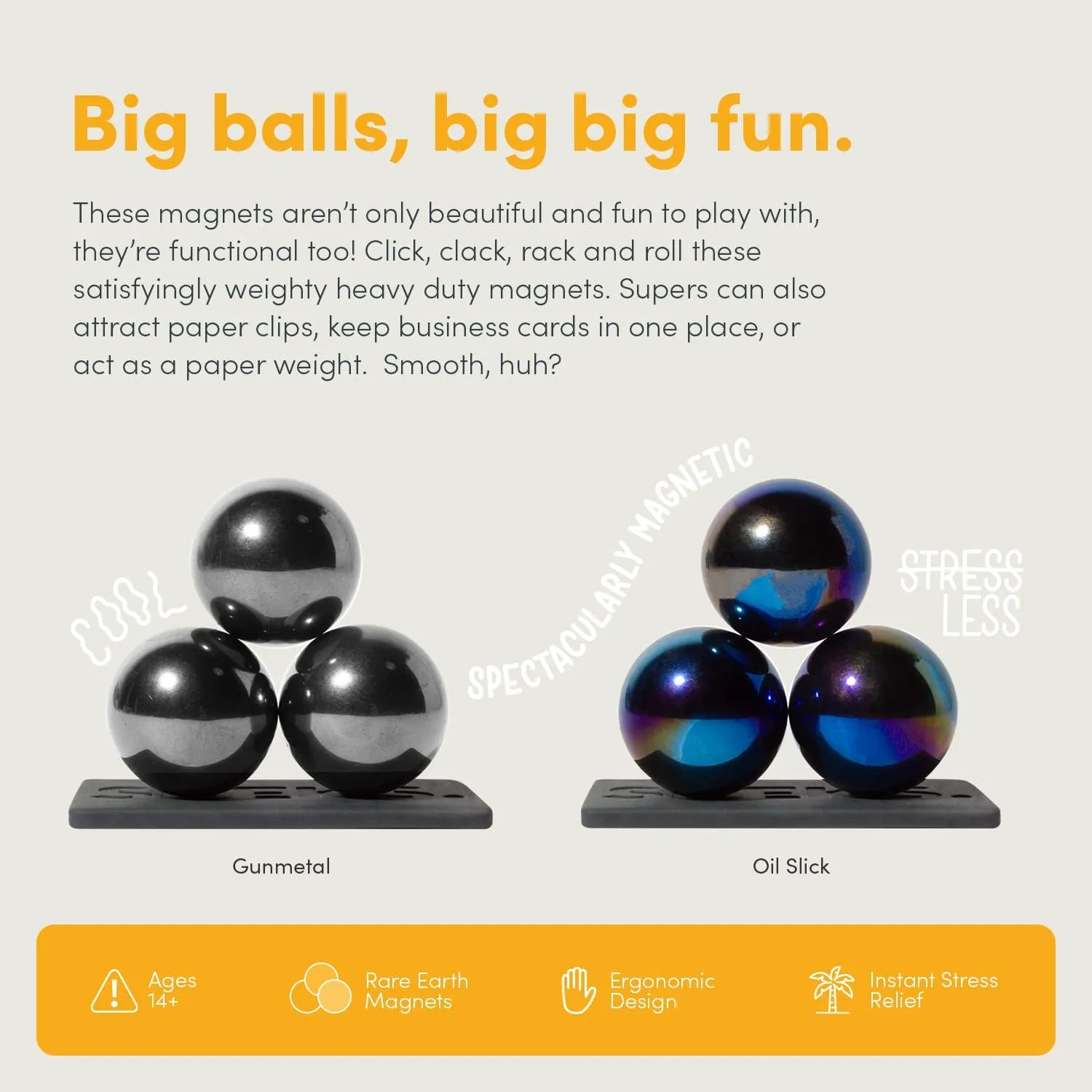 Speks Supers Magnetic Balls Fidget Toy for Adults and Teens 14  | Stress Relief, Desk Toy | Set of 3 | Oil Slick
