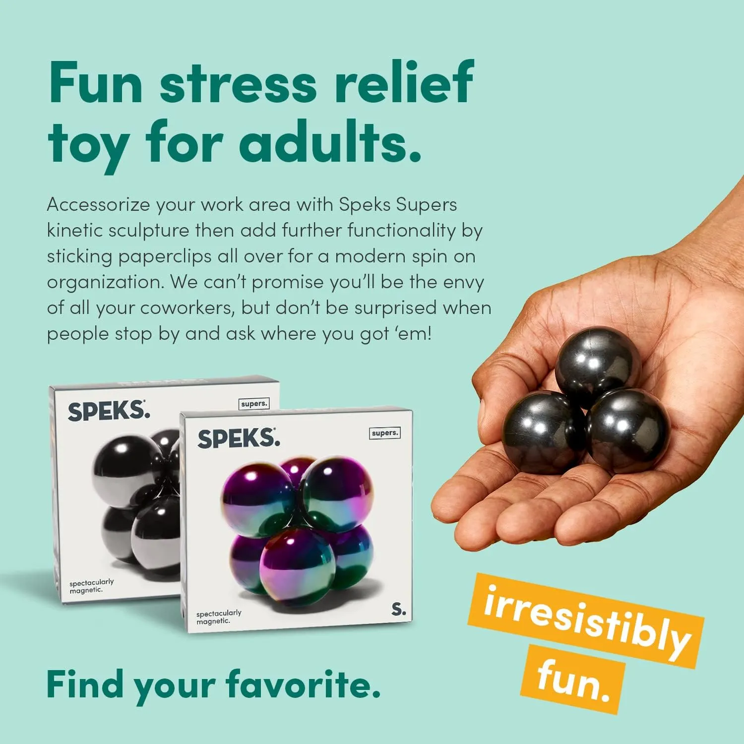 Speks Supers Magnetic Balls Fidget Toy for Adults and Teens 14  | Stress Relief, Desk Toy | Set of 3 | Oil Slick
