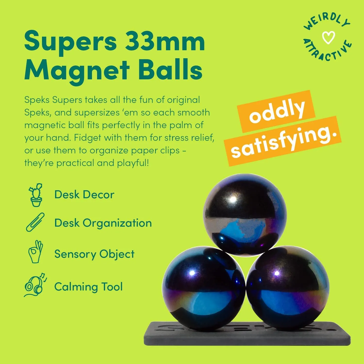 Speks Supers Magnetic Balls Fidget Toy for Adults and Teens 14  | Stress Relief, Desk Toy | Set of 3 | Oil Slick