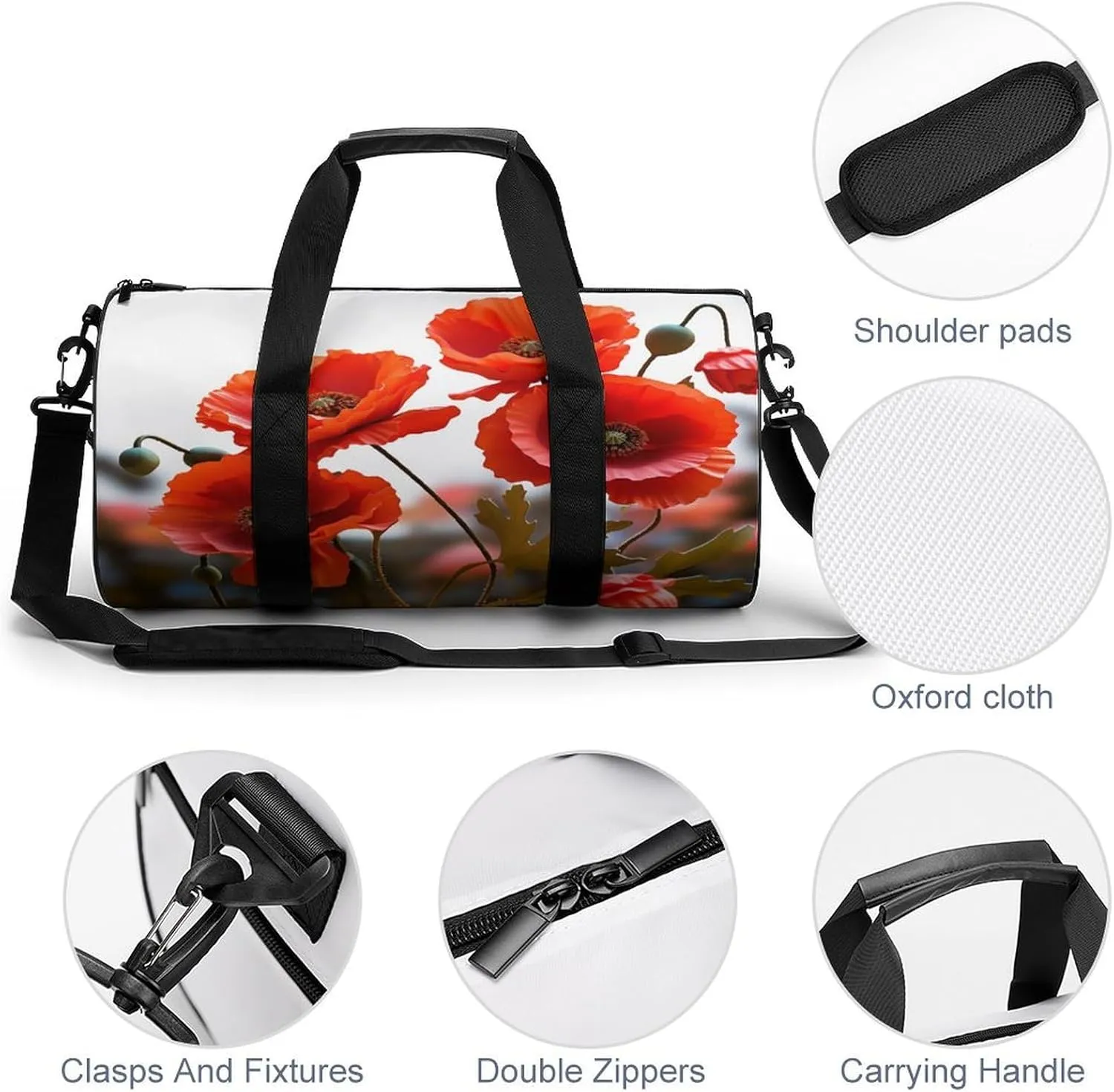 Sport Gym Bag for Women Men,Owl Cylindrical Travel Duffel Bag with Adjustable Straps for Travel, Sports, Workout