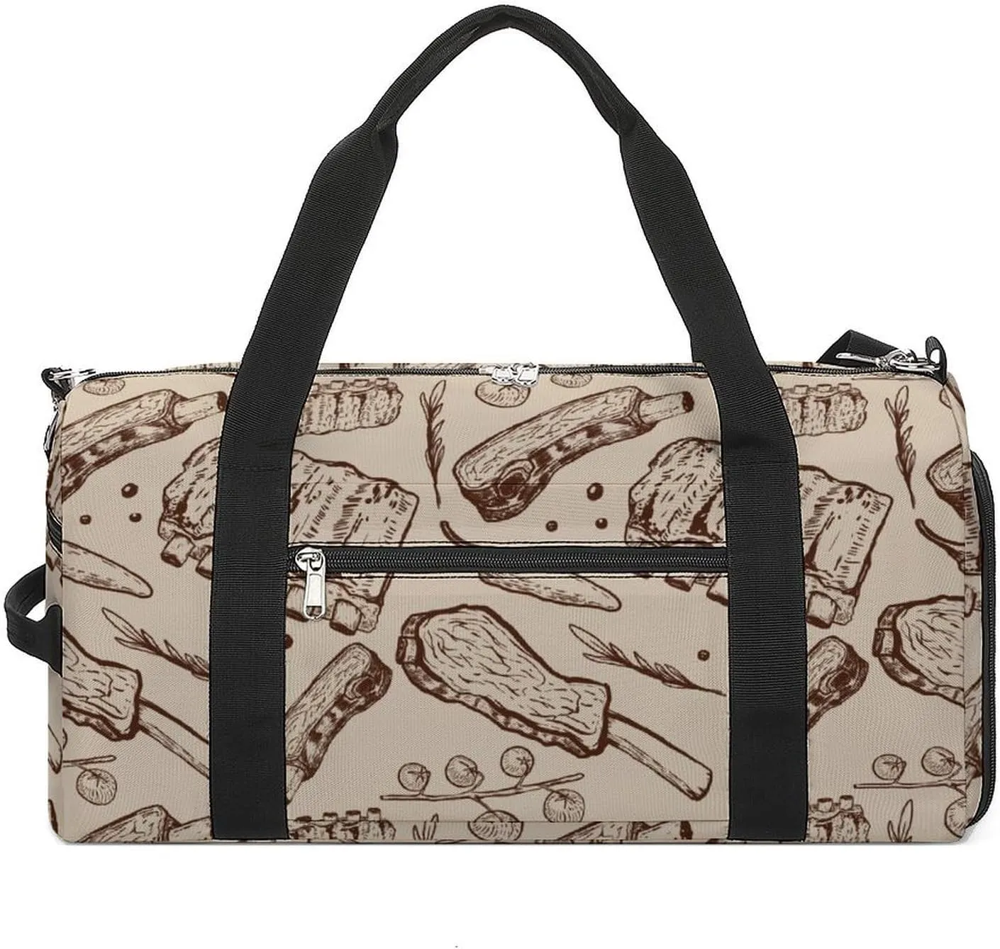 Sport Gym Duffel with Shoe Compartment Wet Pocket, Beef-ribs-element Shoulder Travel Bag for Women Men, style-3