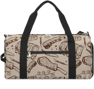 Sport Gym Duffel with Shoe Compartment Wet Pocket, Beef-ribs-element Shoulder Travel Bag for Women Men, style-3