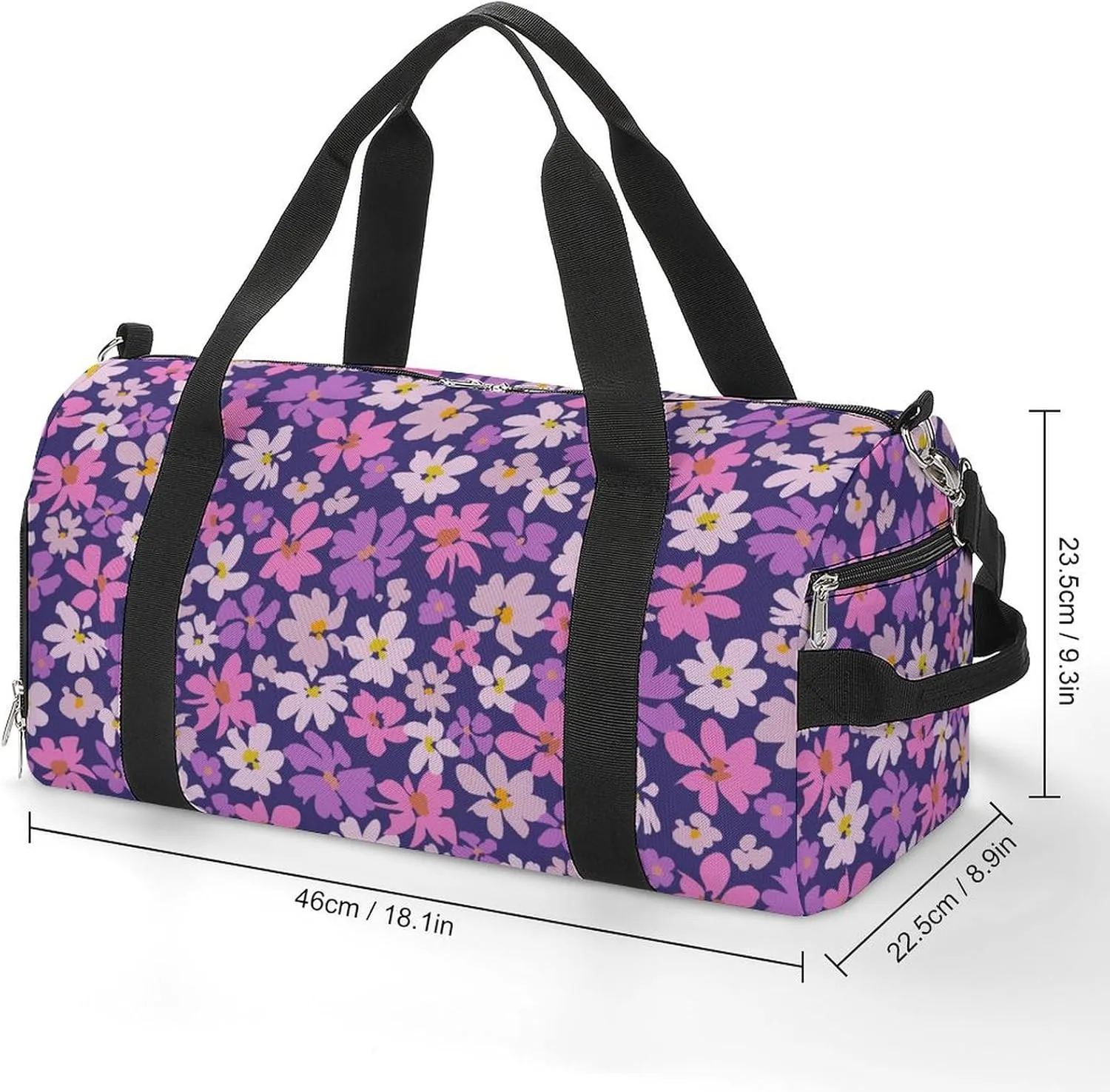 Sport Gym Duffel with Shoe Compartment Wet Pocket, Modern-floral-pattern Shoulder Travel Bag for Women Men, style-1