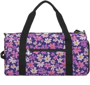 Sport Gym Duffel with Shoe Compartment Wet Pocket, Modern-floral-pattern Shoulder Travel Bag for Women Men, style-1