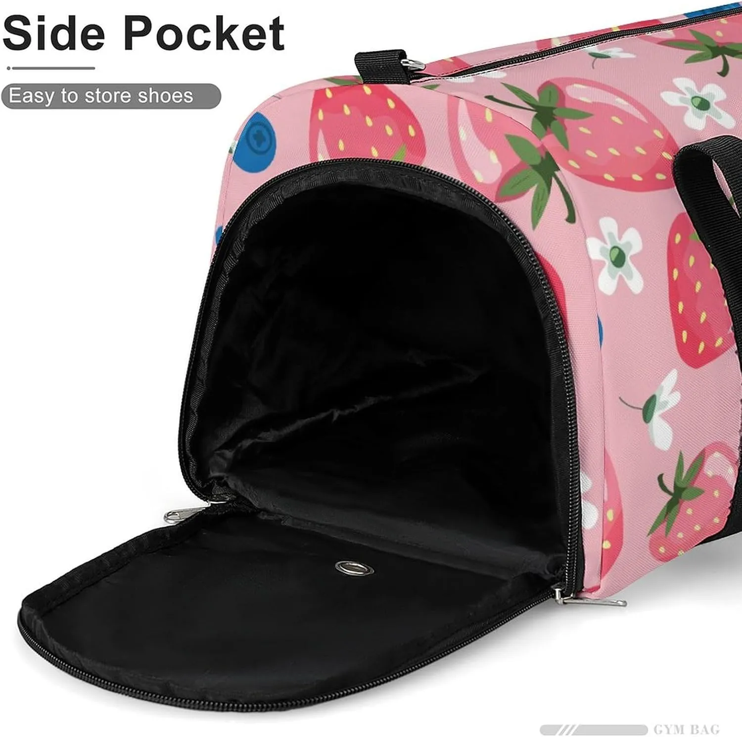 Sport Gym Duffel with Shoe Compartment Wet Pocket, Strawberry-summer-pattern Shoulder Travel Bag for Women Men