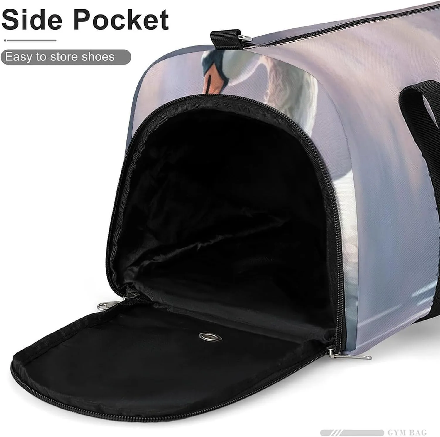 Sport Gym Duffel with Shoe Compartment Wet Pocket, Watercolor Swan-cartoon Style Shoulder Travel Bag for Women Men