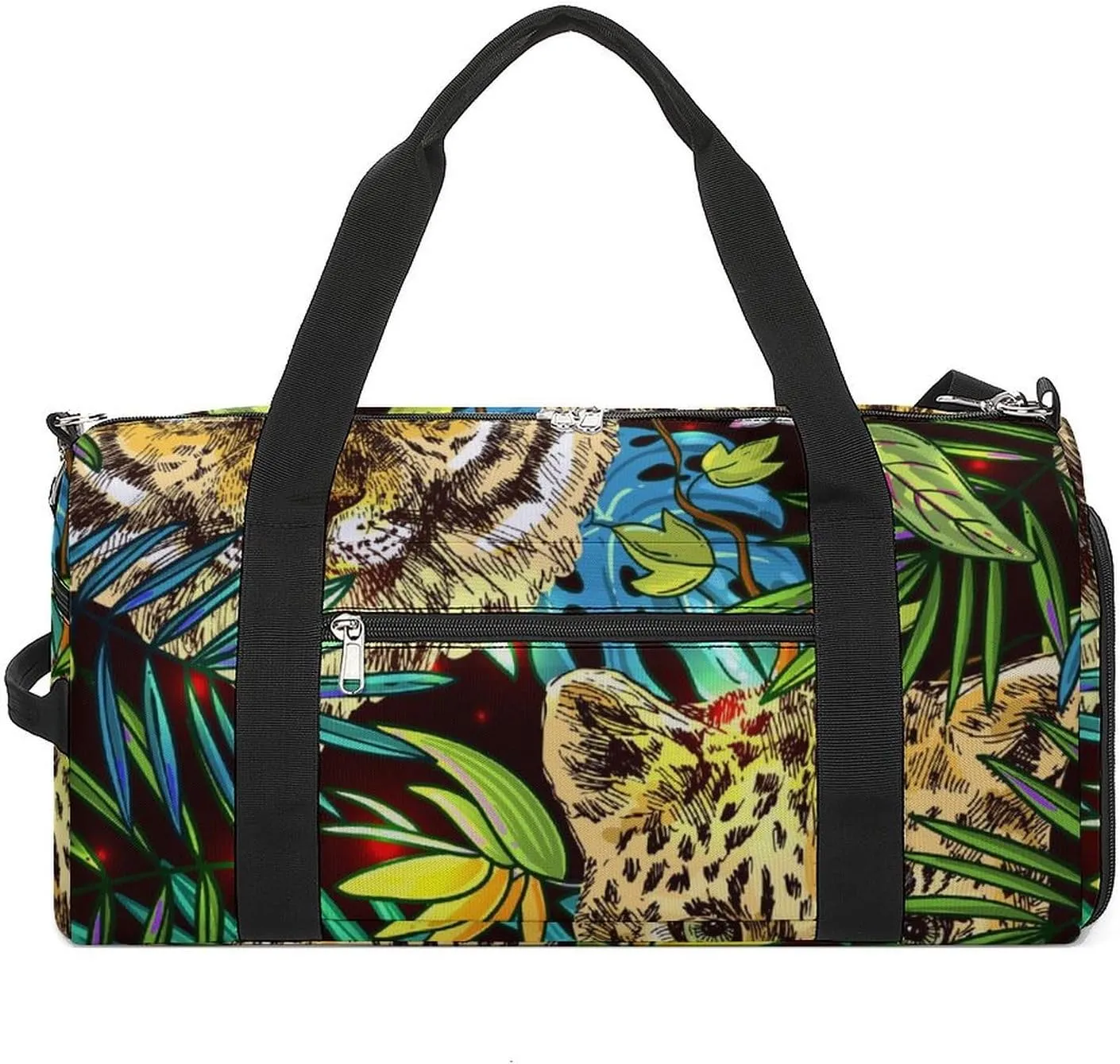 Sport Gym Duffel with Shoe Compartment Wet Pocket, World-tropics-print Shoulder Travel Bag for Women Men