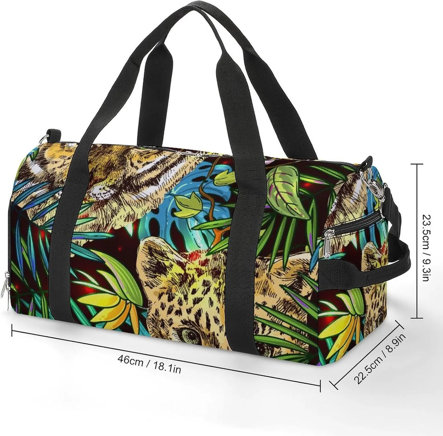 Sport Gym Duffel with Shoe Compartment Wet Pocket, World-tropics-print Shoulder Travel Bag for Women Men