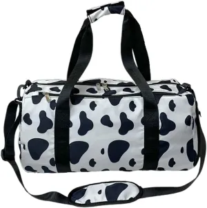 Sports Gym Bag Dance Bag Nylon Bag for Traveling Weekender Overnight Bag with Wet Pocket And Shoes Compartment (cow pattern)