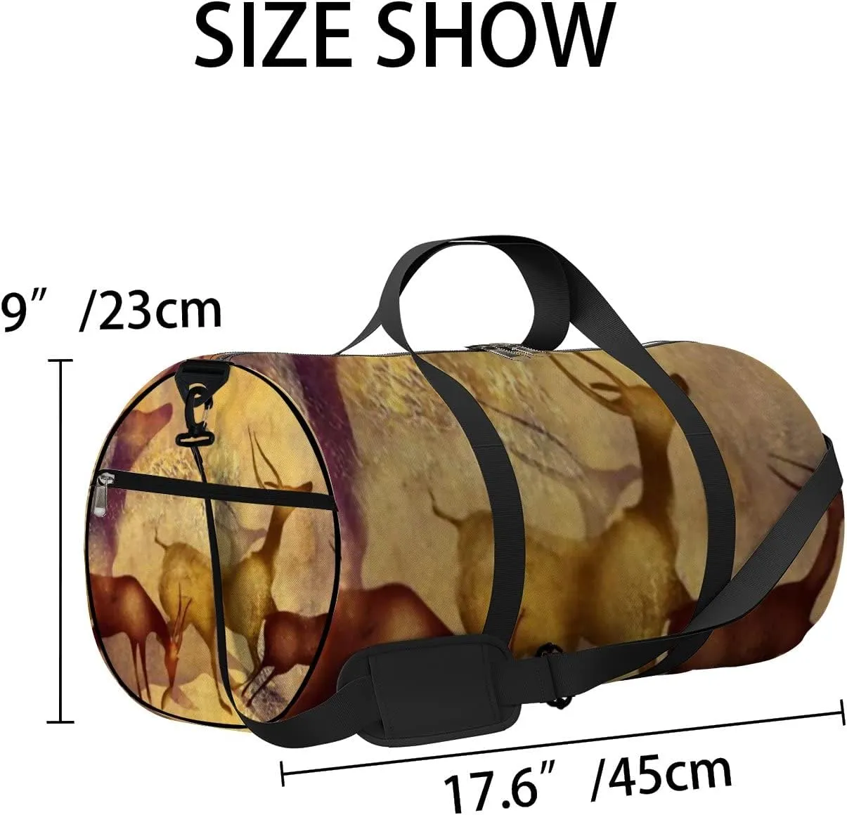 Sports Gym Bag for Women and Men Waterproof 3d Art Deer Painting Duffel Bag Lightweight Carryon Traveling Boarding Gripsack