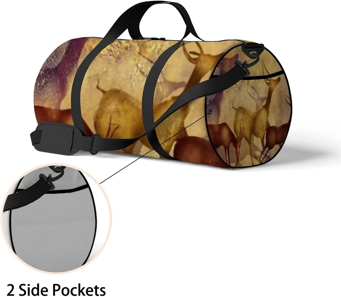 Sports Gym Bag for Women and Men Waterproof 3d Art Deer Painting Duffel Bag Lightweight Carryon Traveling Boarding Gripsack
