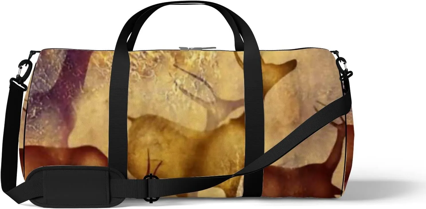 Sports Gym Bag for Women and Men Waterproof 3d Art Deer Painting Duffel Bag Lightweight Carryon Traveling Boarding Gripsack