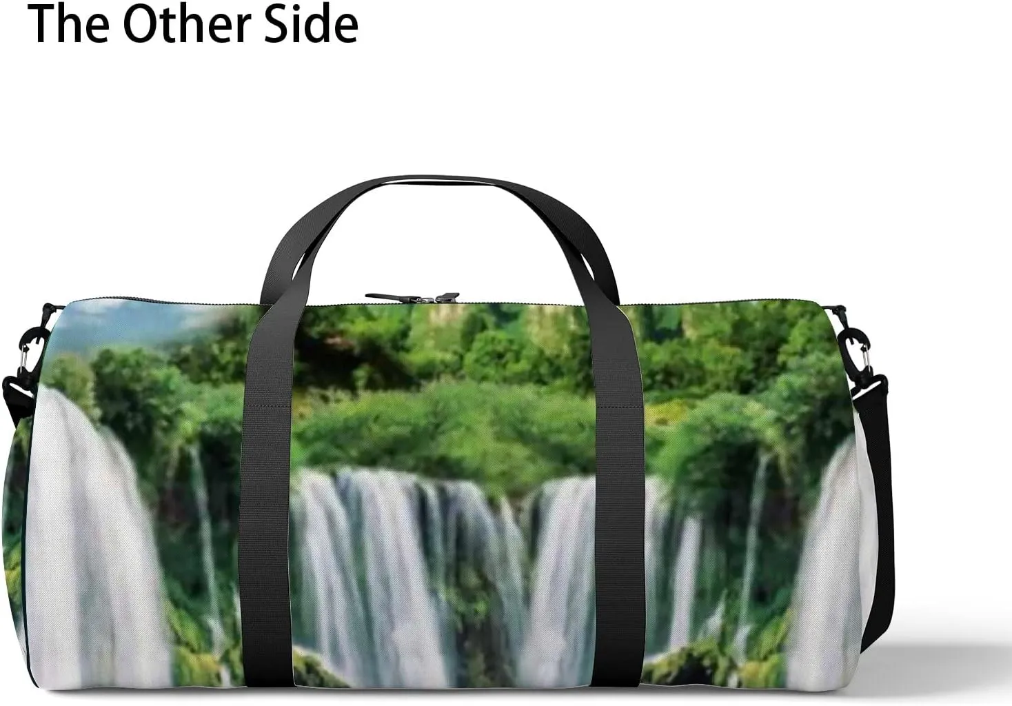 Sports Gym Bag for Women and Men Waterproof 3d Natural Landscape Waterfall Green Duffel Bag Lightweight Carryon Traveling Boarding Gripsack