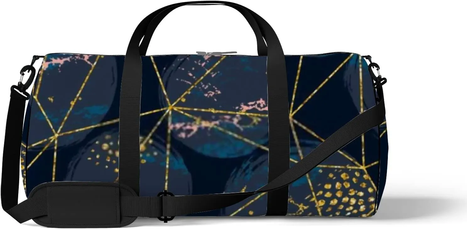 Sports Gym Bag for Women and Men Waterproof Abstract Cosmic Pattern Dark Blue Duffel Bag Lightweight Carryon Traveling Boarding Gripsack