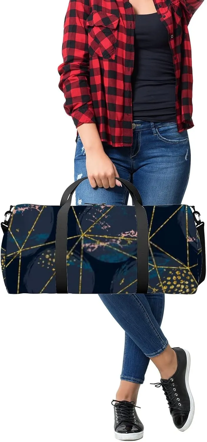 Sports Gym Bag for Women and Men Waterproof Abstract Cosmic Pattern Dark Blue Duffel Bag Lightweight Carryon Traveling Boarding Gripsack