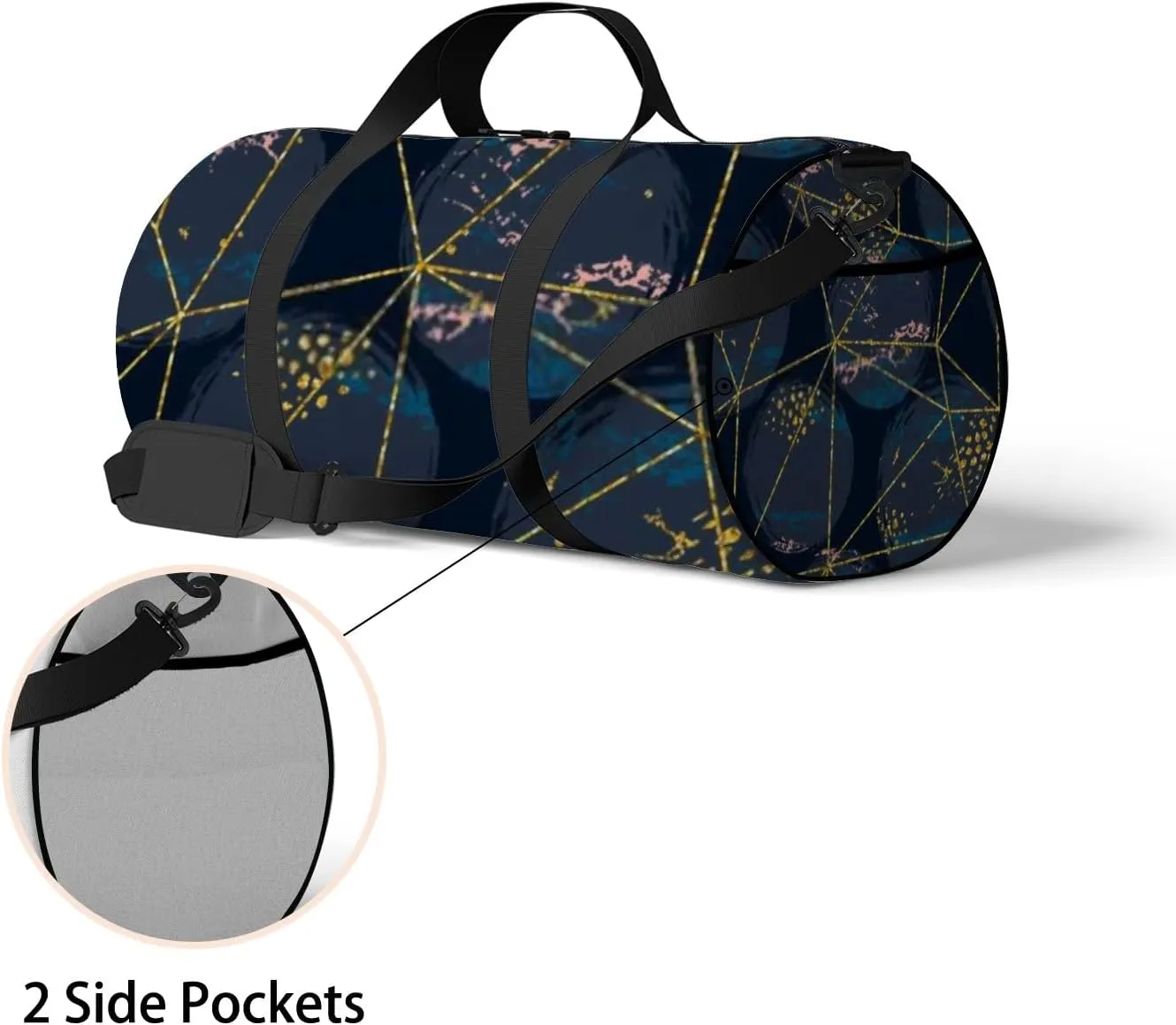 Sports Gym Bag for Women and Men Waterproof Abstract Cosmic Pattern Dark Blue Duffel Bag Lightweight Carryon Traveling Boarding Gripsack