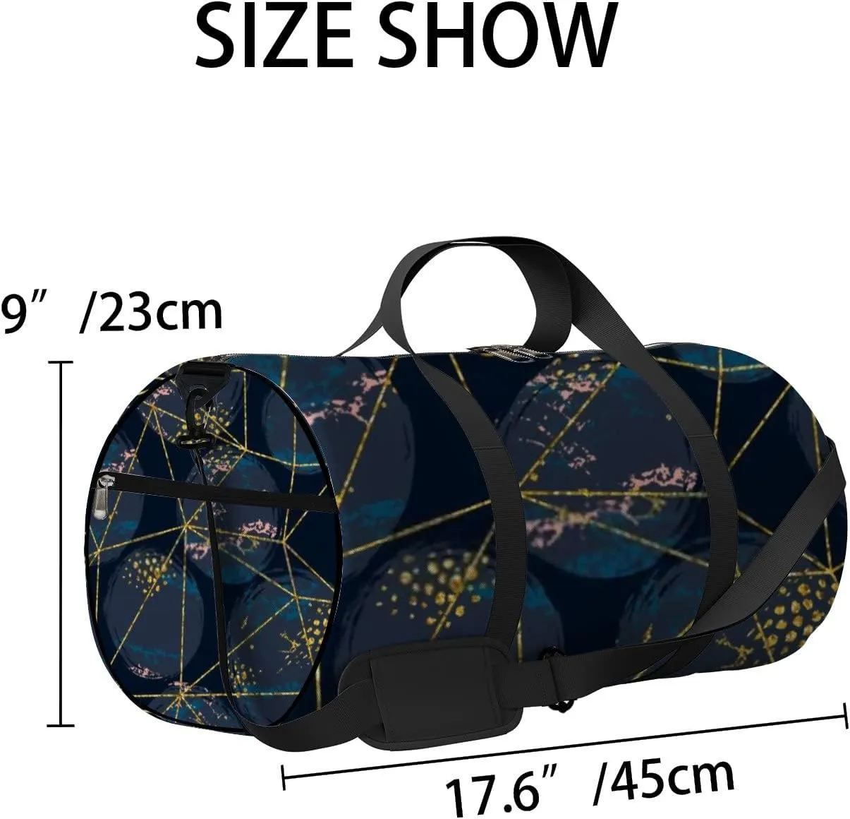Sports Gym Bag for Women and Men Waterproof Abstract Cosmic Pattern Dark Blue Duffel Bag Lightweight Carryon Traveling Boarding Gripsack