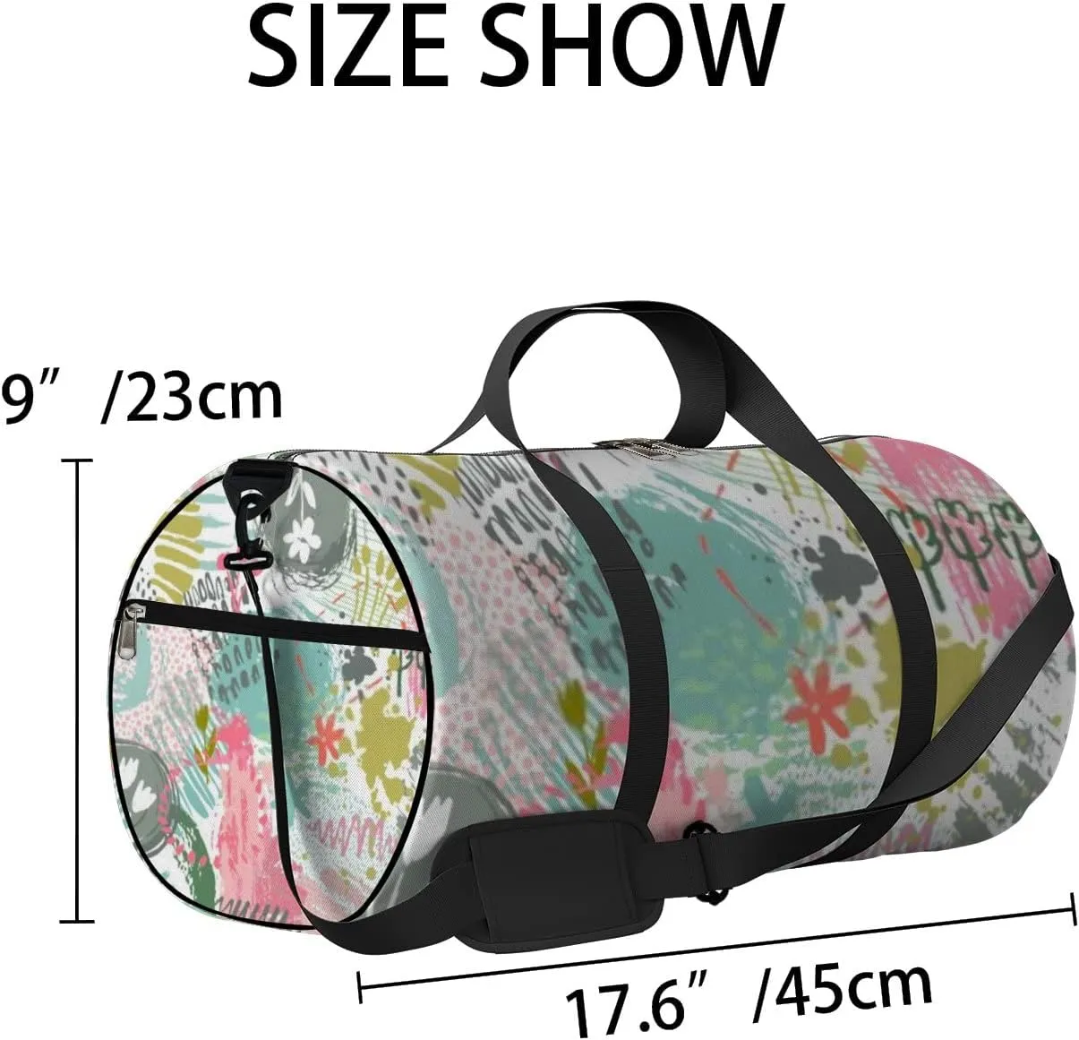 Sports Gym Bag for Women and Men Waterproof Abstract Ink Floral Colorful Duffel Bag Lightweight Carryon Traveling Boarding Gripsack