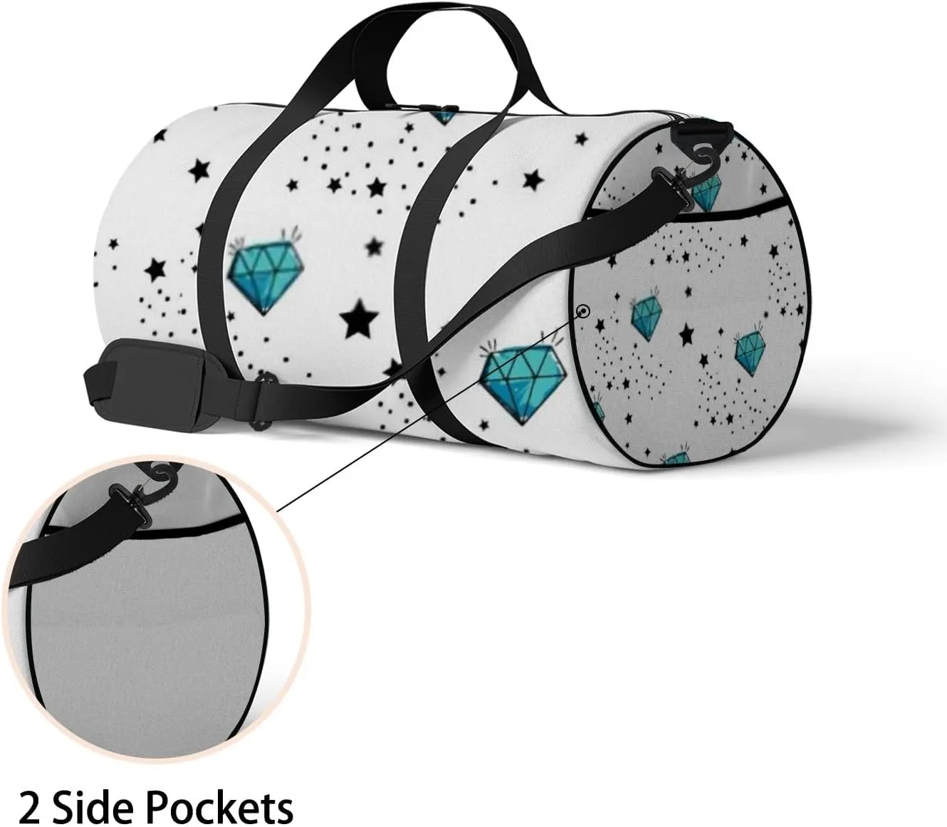 Sports Gym Bag for Women and Men Waterproof Abstract Jewel Pattern Bright Colorful Duffel Bag Lightweight Carryon Traveling Boarding Gripsack
