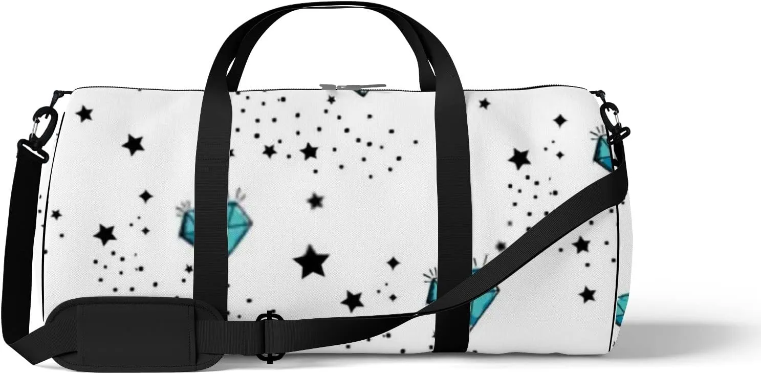 Sports Gym Bag for Women and Men Waterproof Abstract Jewel Pattern Bright Colorful Duffel Bag Lightweight Carryon Traveling Boarding Gripsack