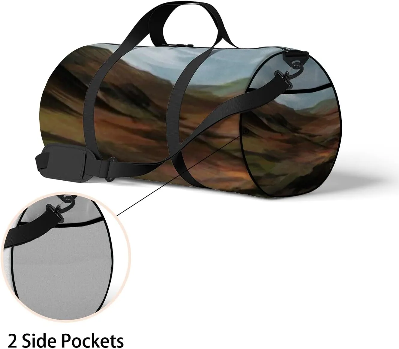 Sports Gym Bag for Women and Men Waterproof Abstract Landscape Duffel Bag Lightweight Carryon Traveling Boarding Gripsack