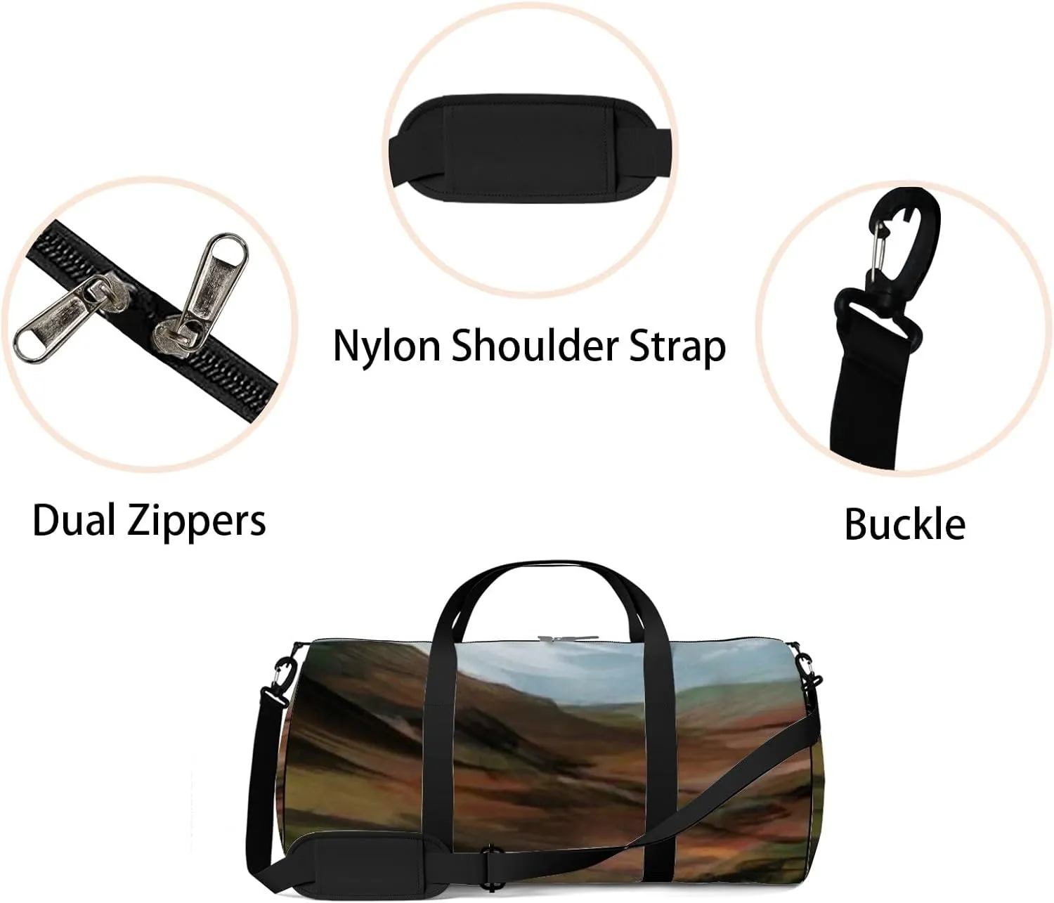 Sports Gym Bag for Women and Men Waterproof Abstract Landscape Duffel Bag Lightweight Carryon Traveling Boarding Gripsack
