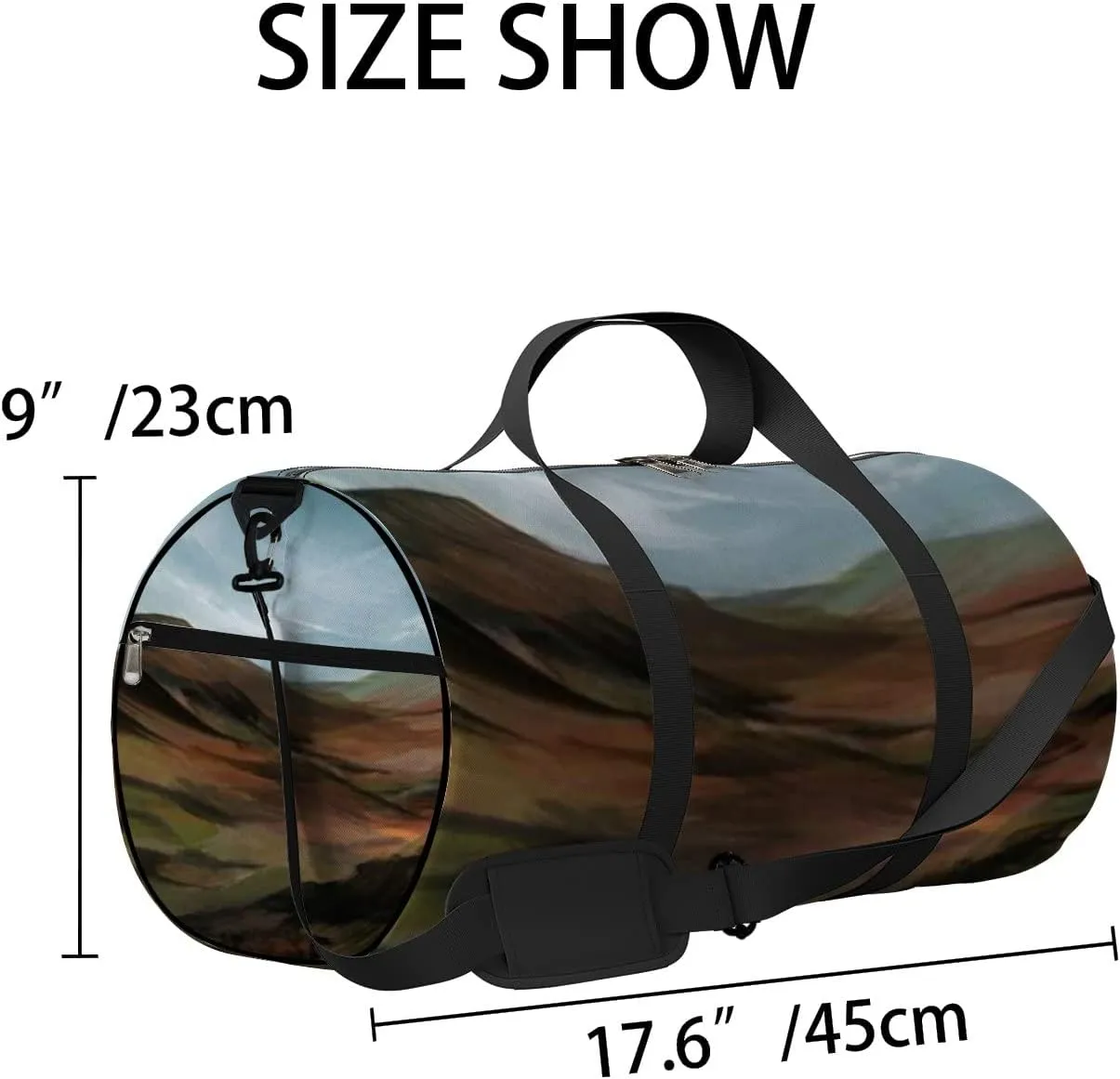 Sports Gym Bag for Women and Men Waterproof Abstract Landscape Duffel Bag Lightweight Carryon Traveling Boarding Gripsack