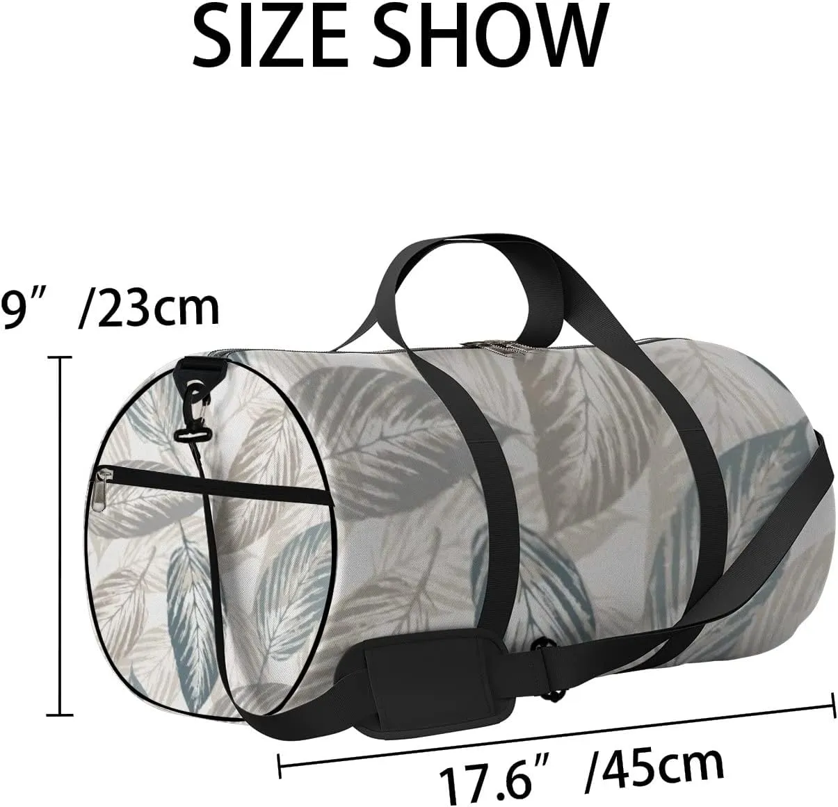 Sports Gym Bag for Women and Men Waterproof Abstract Leaves Vintage White Duffel Bag Lightweight Carryon Traveling Boarding Gripsack